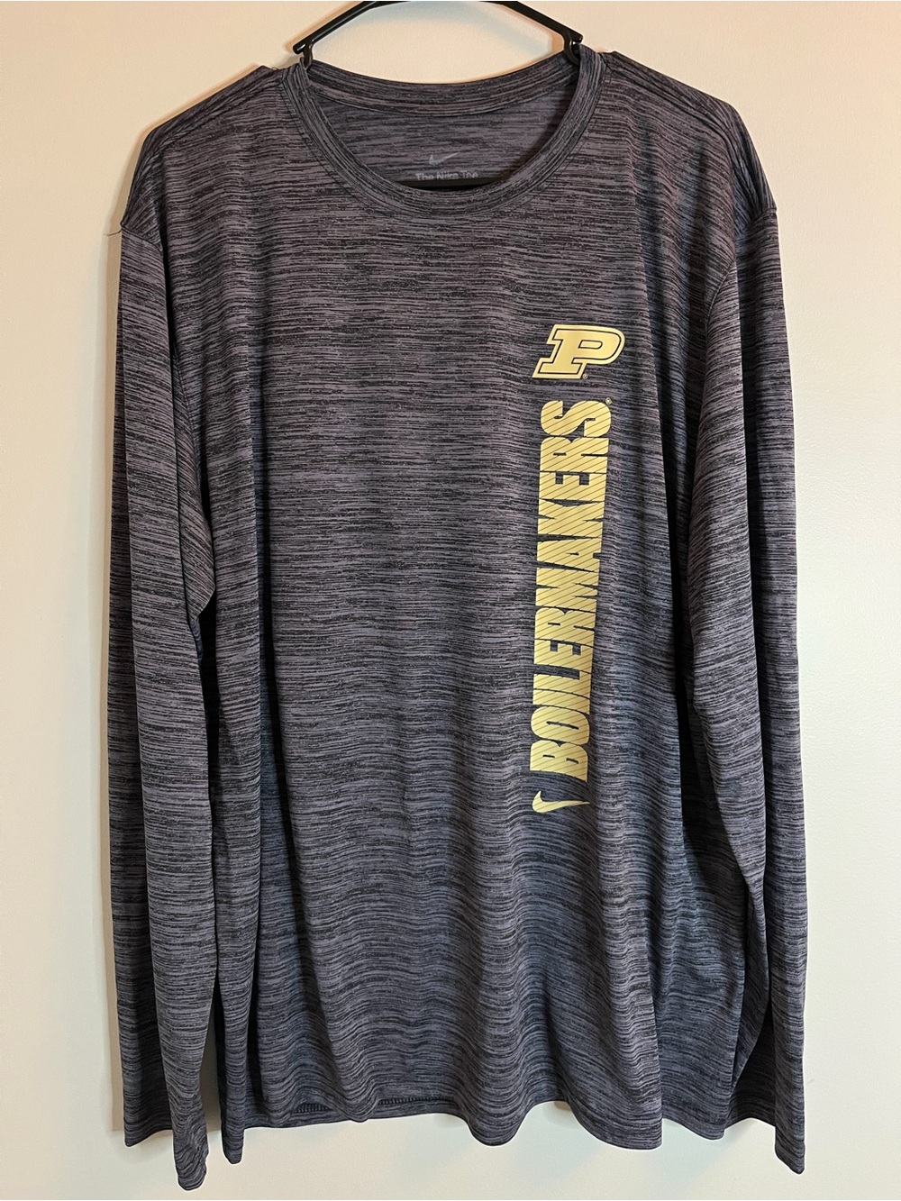 Nike Purdue Boilermakers Long Sleeve Dri-Fit T-Shirt Tee Gray Men’s XL